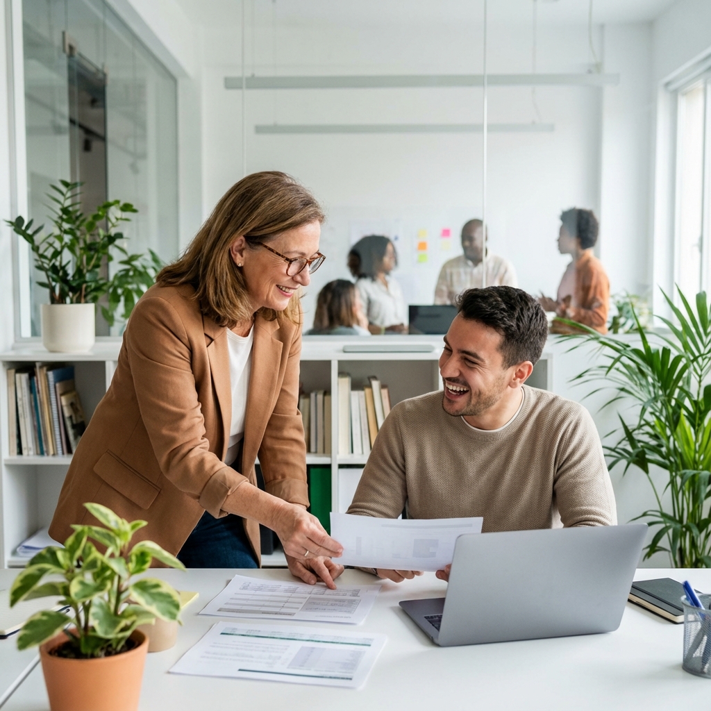 Education consultant counseling a student
